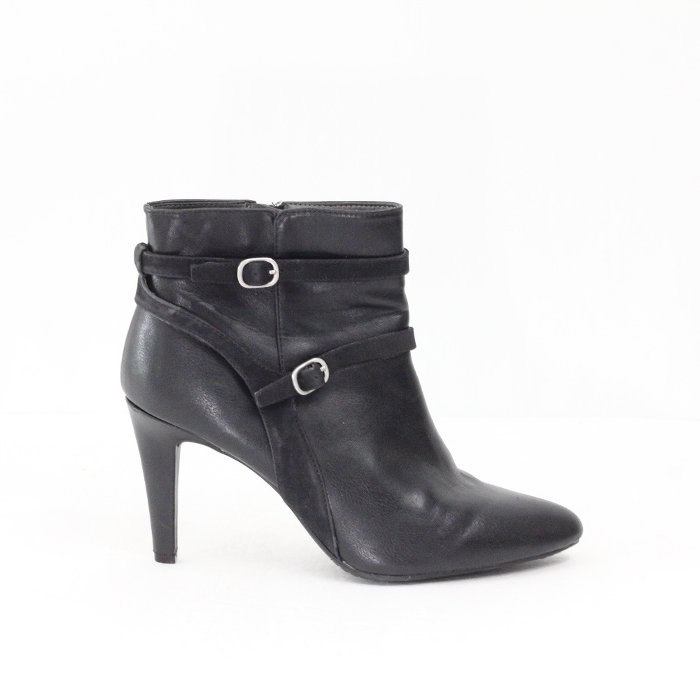 Rialto Black Boots Women Stiletto Bootie sz 9 Faux Leather Caleigh